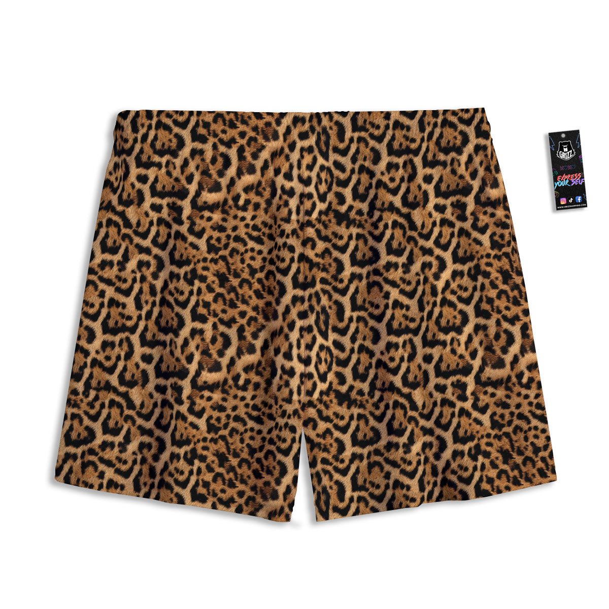 Fur Jaguar Print Pattern Mesh Shorts