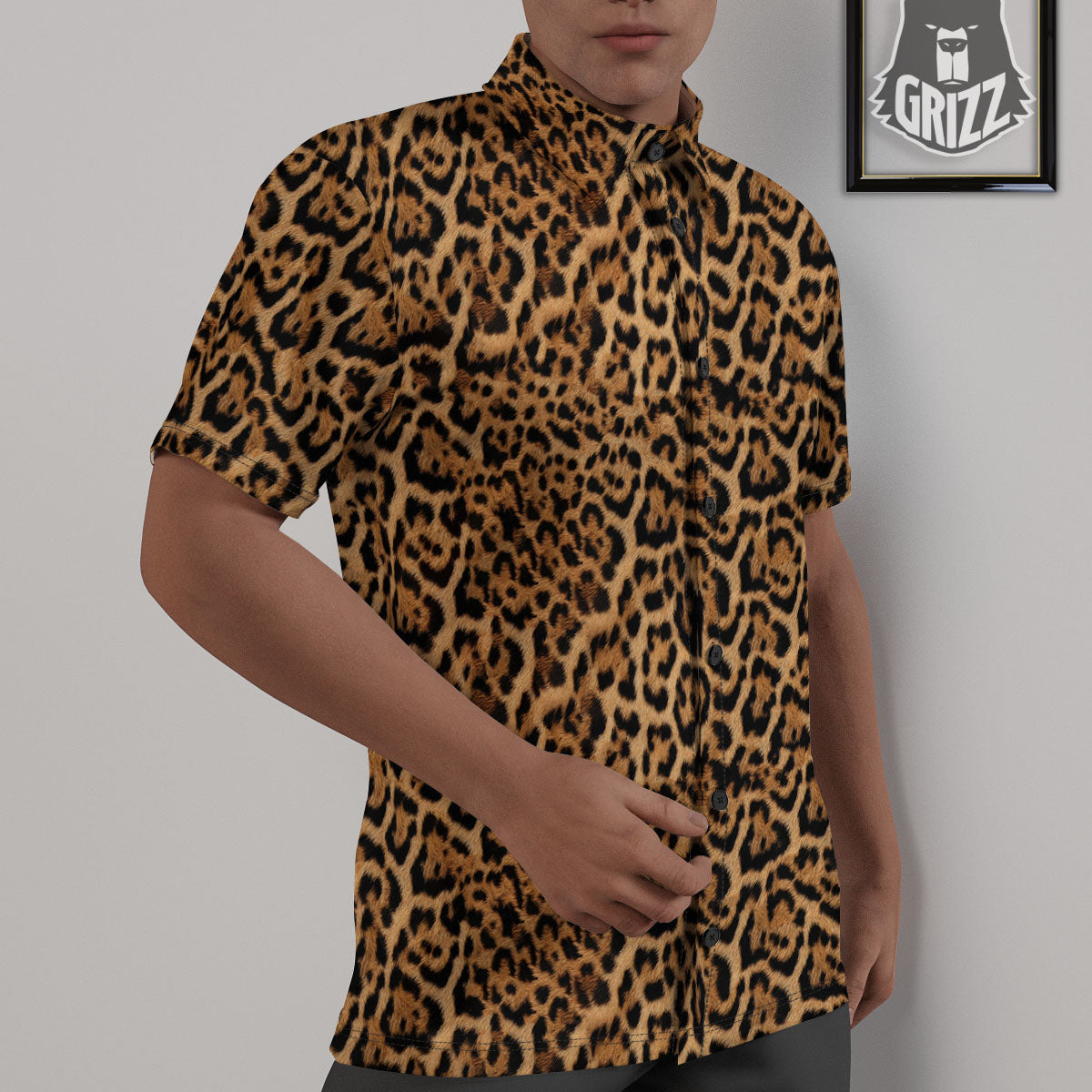 Fur Jaguar Print Pattern Untucked Shirts-grizzshop
