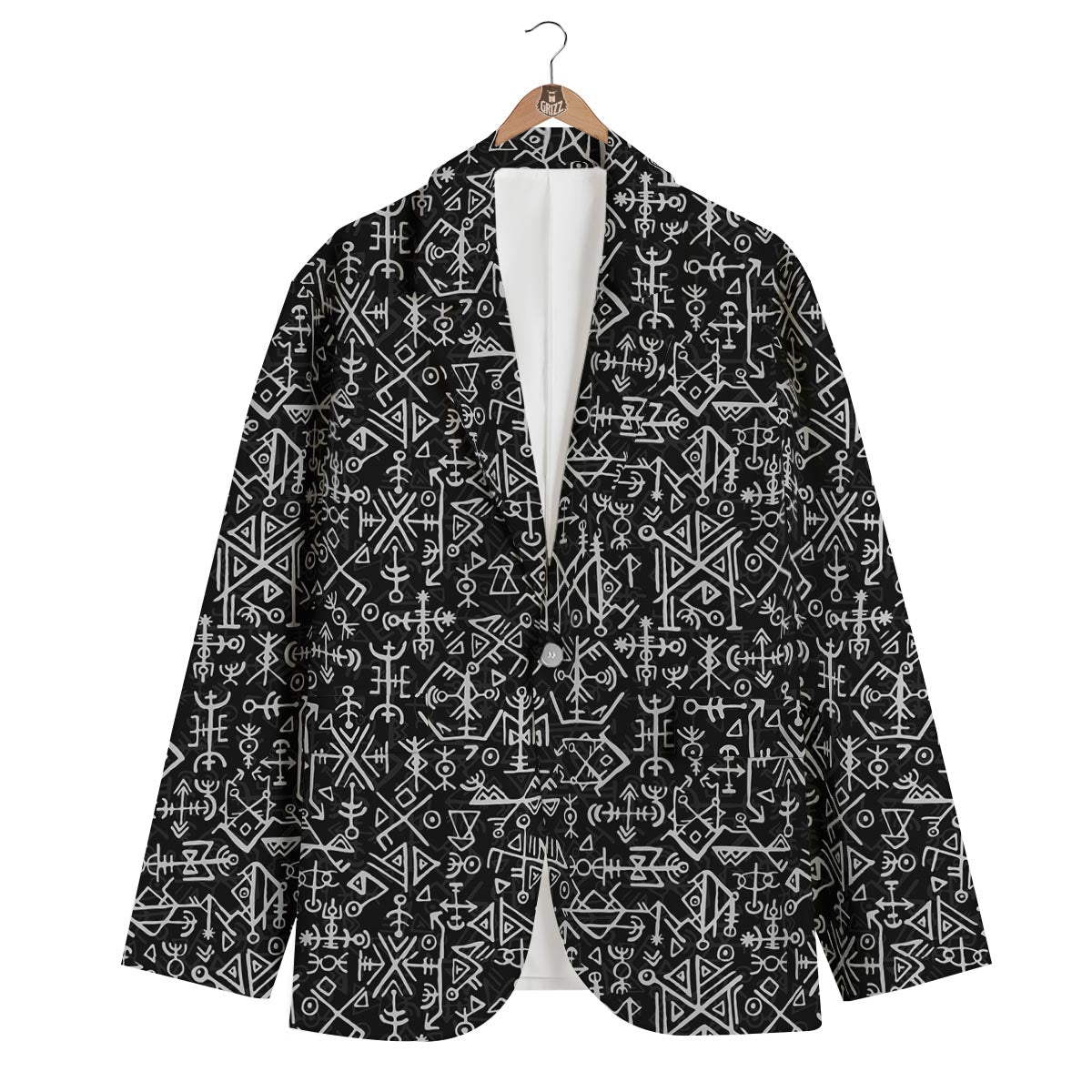 Futhark Norse Runes Scandinavian Viking Pattern Print Men's Blazer-grizzshop
