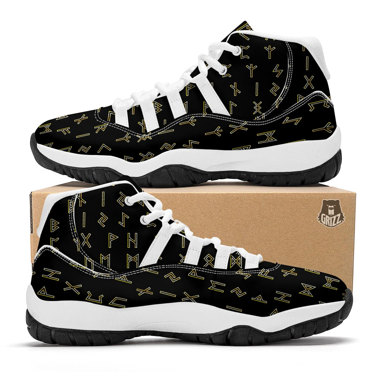 Futhark Runes White Bball Shoes-grizzshop