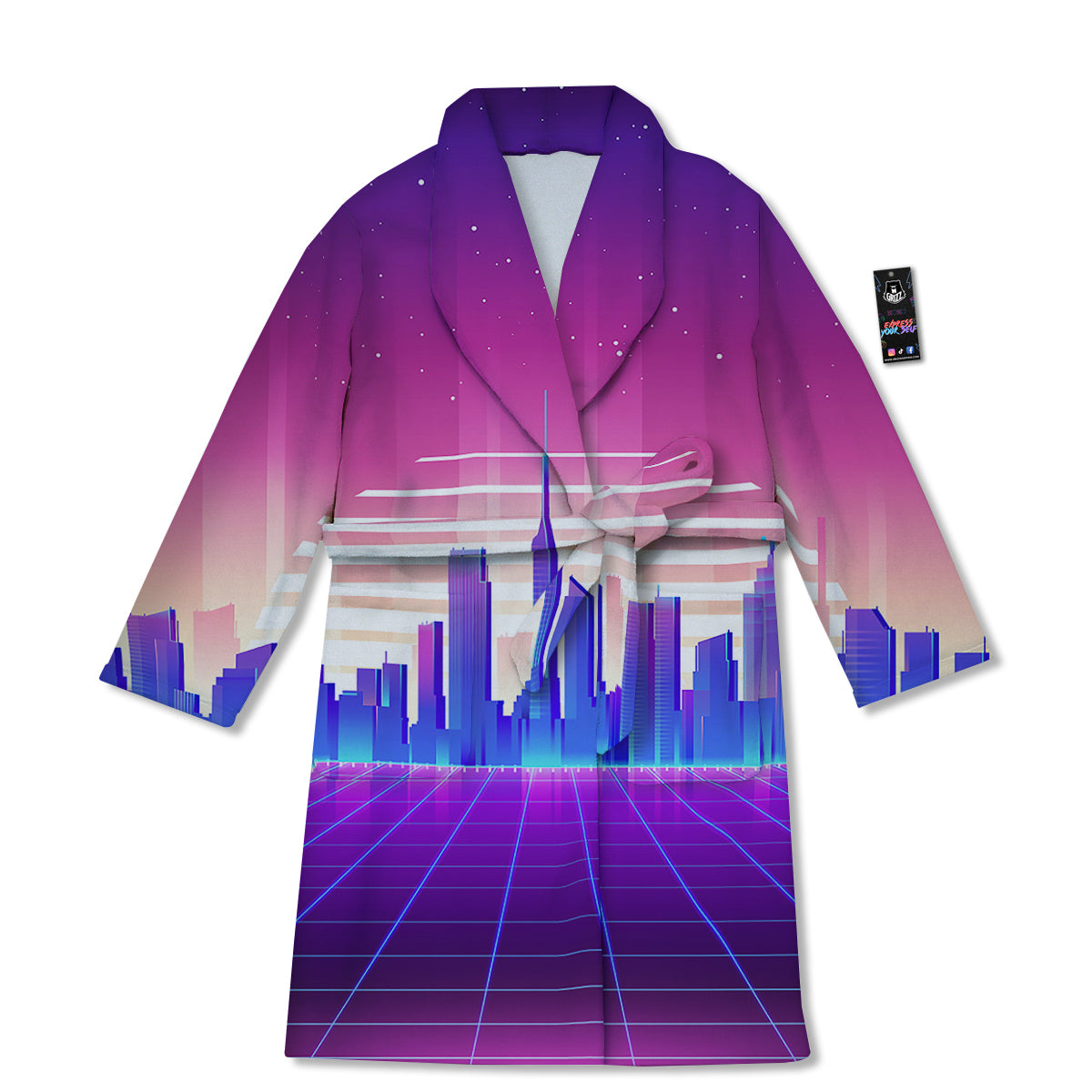Futuristic City Print Bathrobe-grizzshop