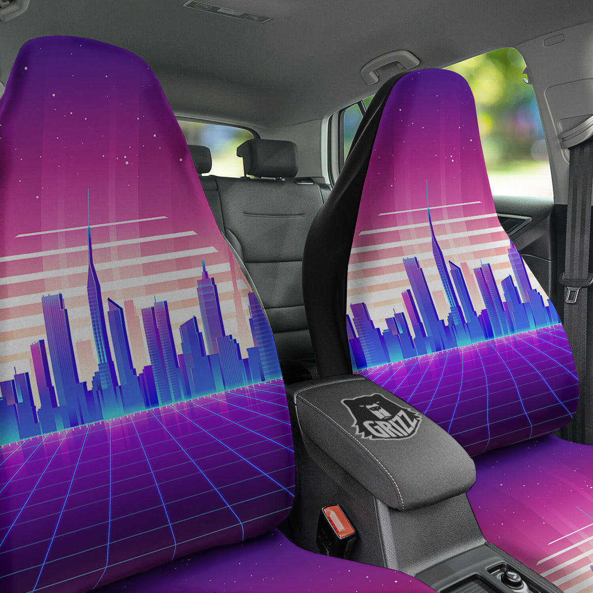 Futuristic City Print Car Seat Covers-grizzshop