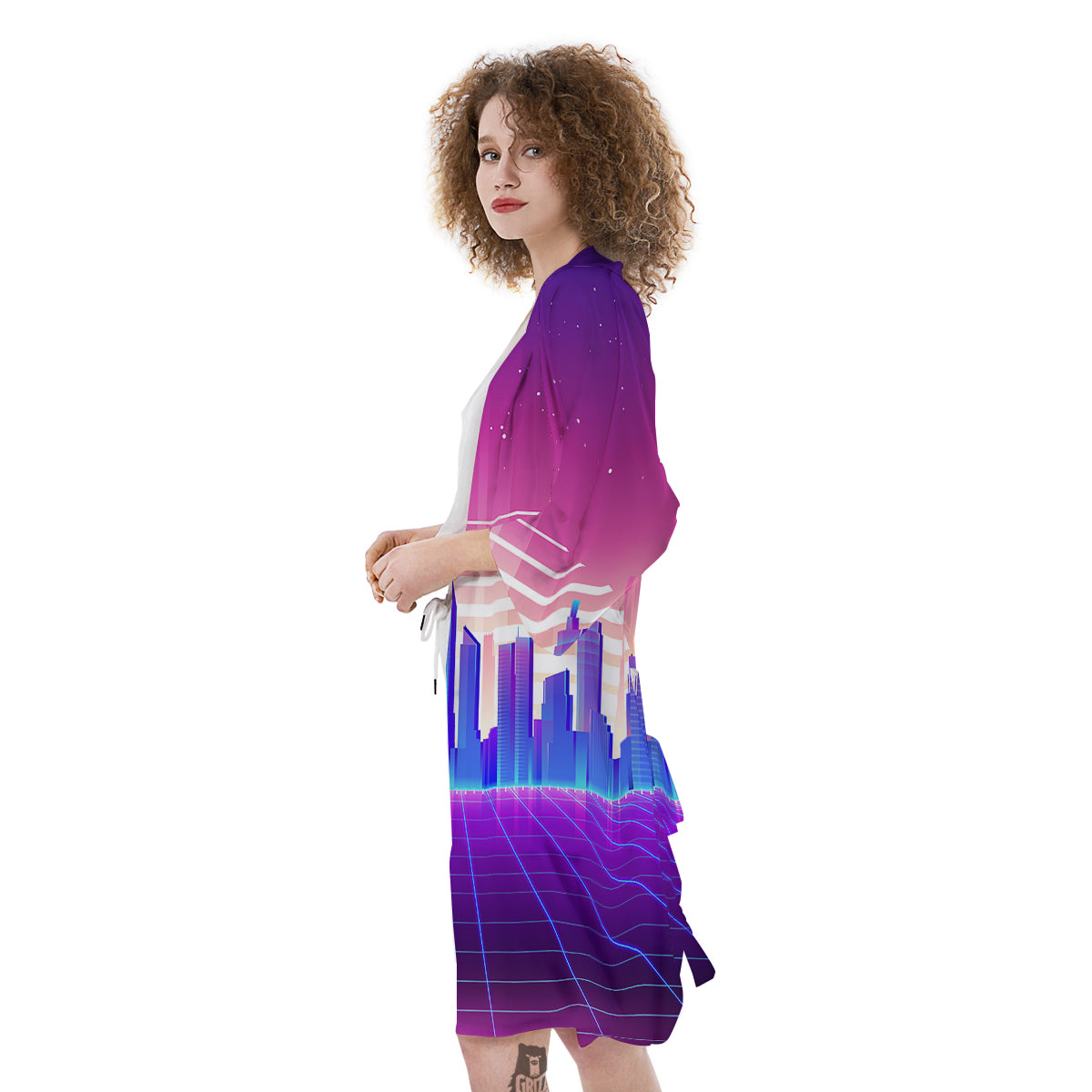 Futuristic City Print Kimono-grizzshop