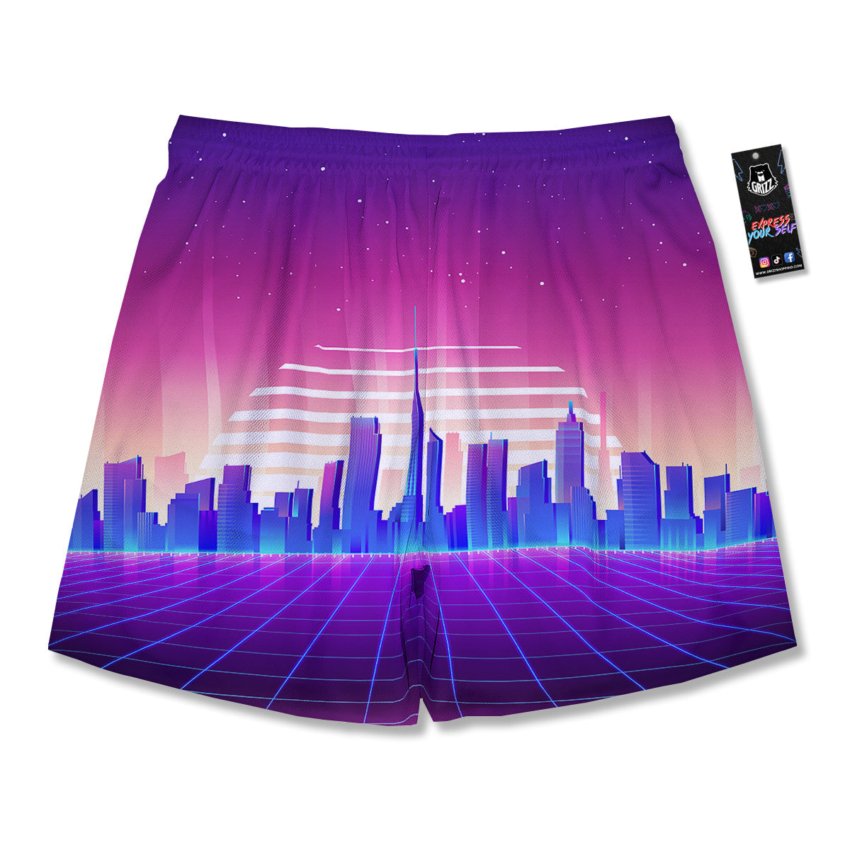 Futuristic City Print Men's Running Shorts-grizzshop