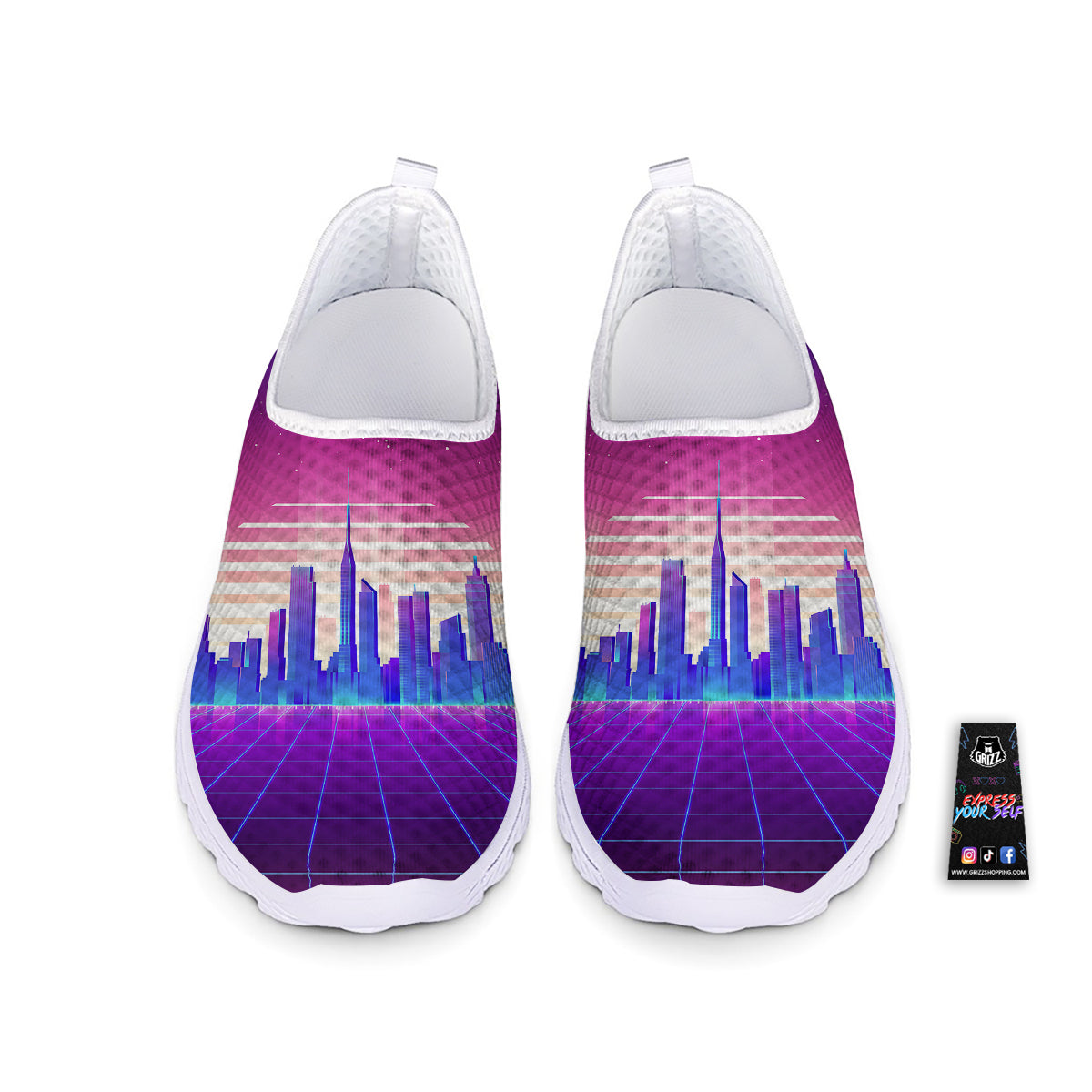 Futuristic City Print Nurse Shoes-grizzshop