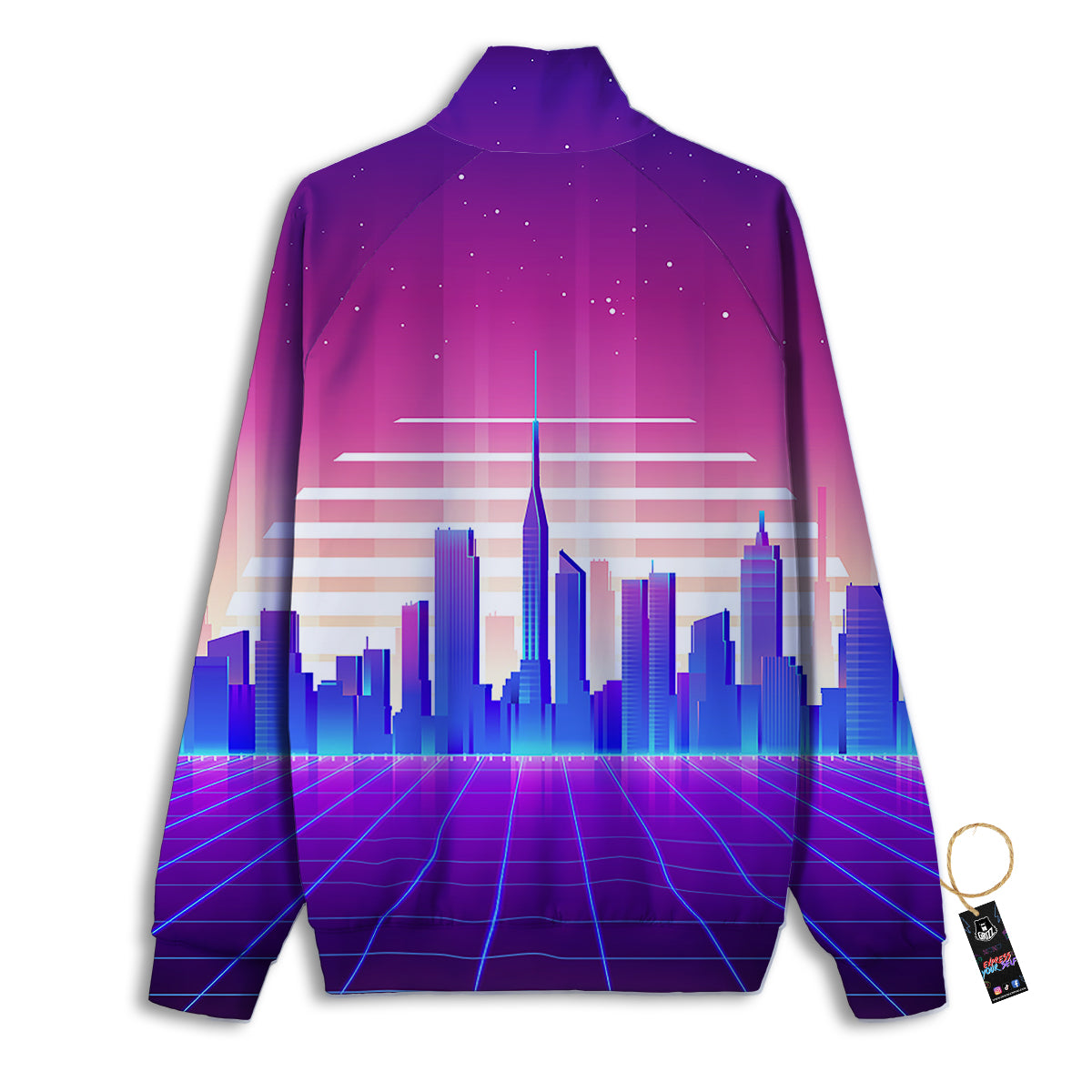 Futuristic City Print Track Jacket-grizzshop