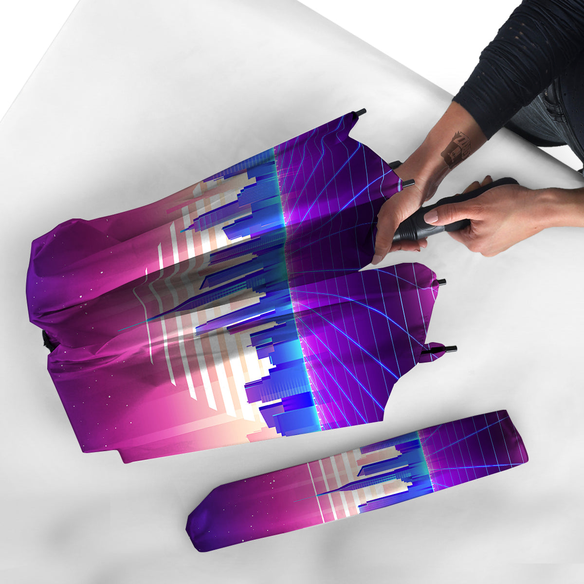 Futuristic City Print Umbrella-grizzshop