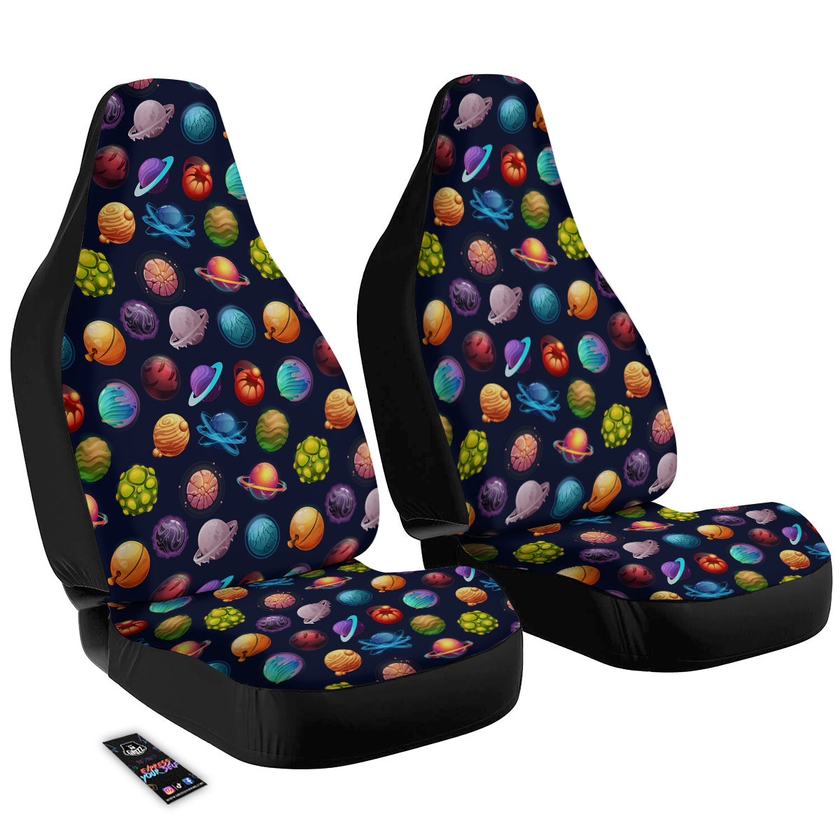 Futuristic Planets And Stars Colorful Print Pattern Car Seat Covers-grizzshop