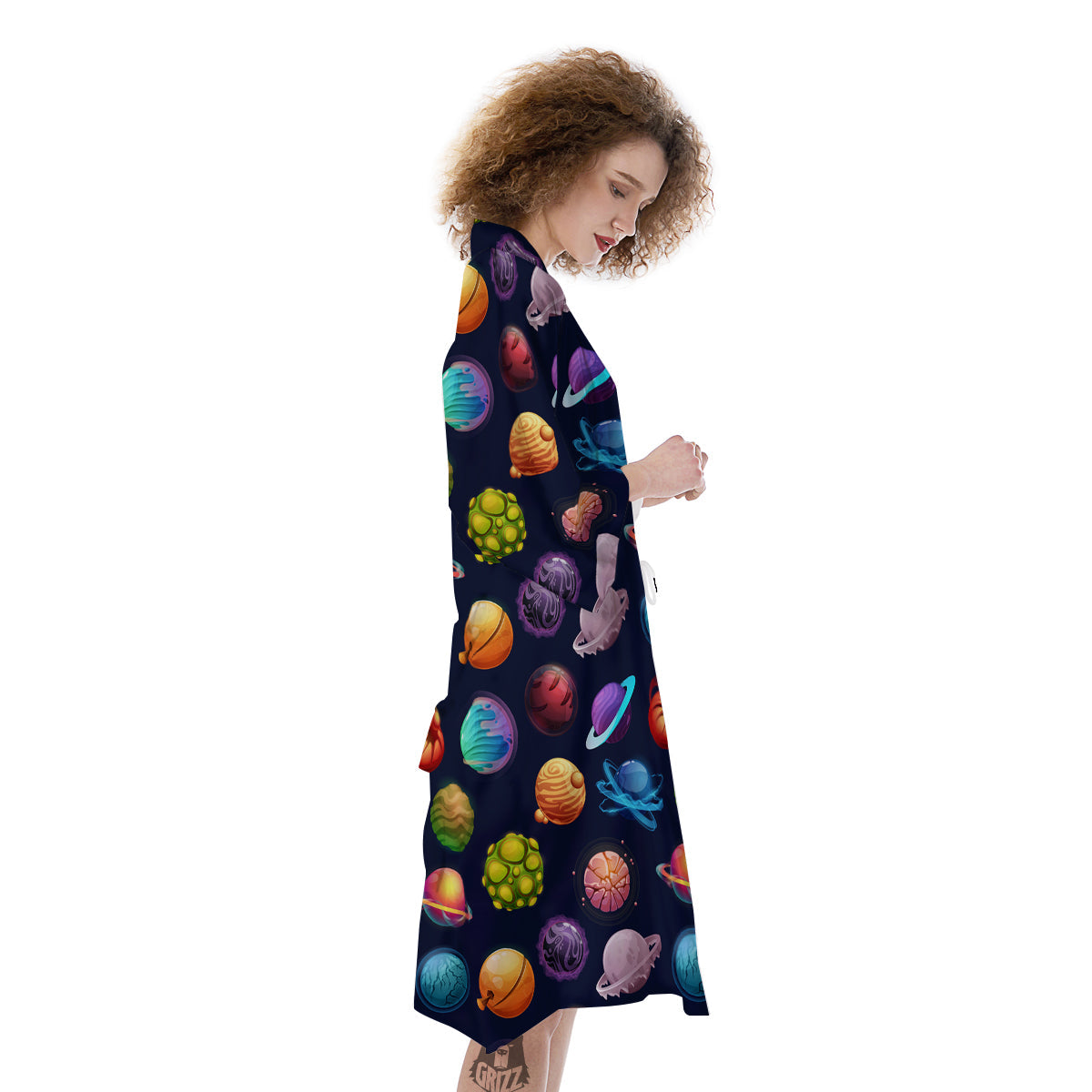 Futuristic Planets And Stars Colorful Print Pattern Kimono-grizzshop