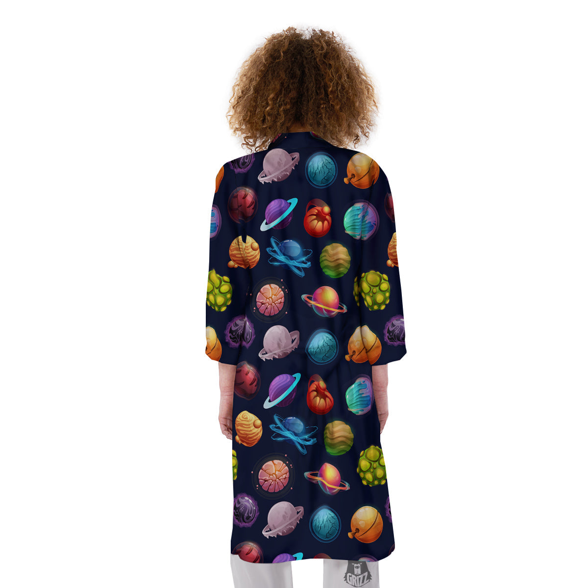 Futuristic Planets And Stars Colorful Print Pattern Kimono-grizzshop