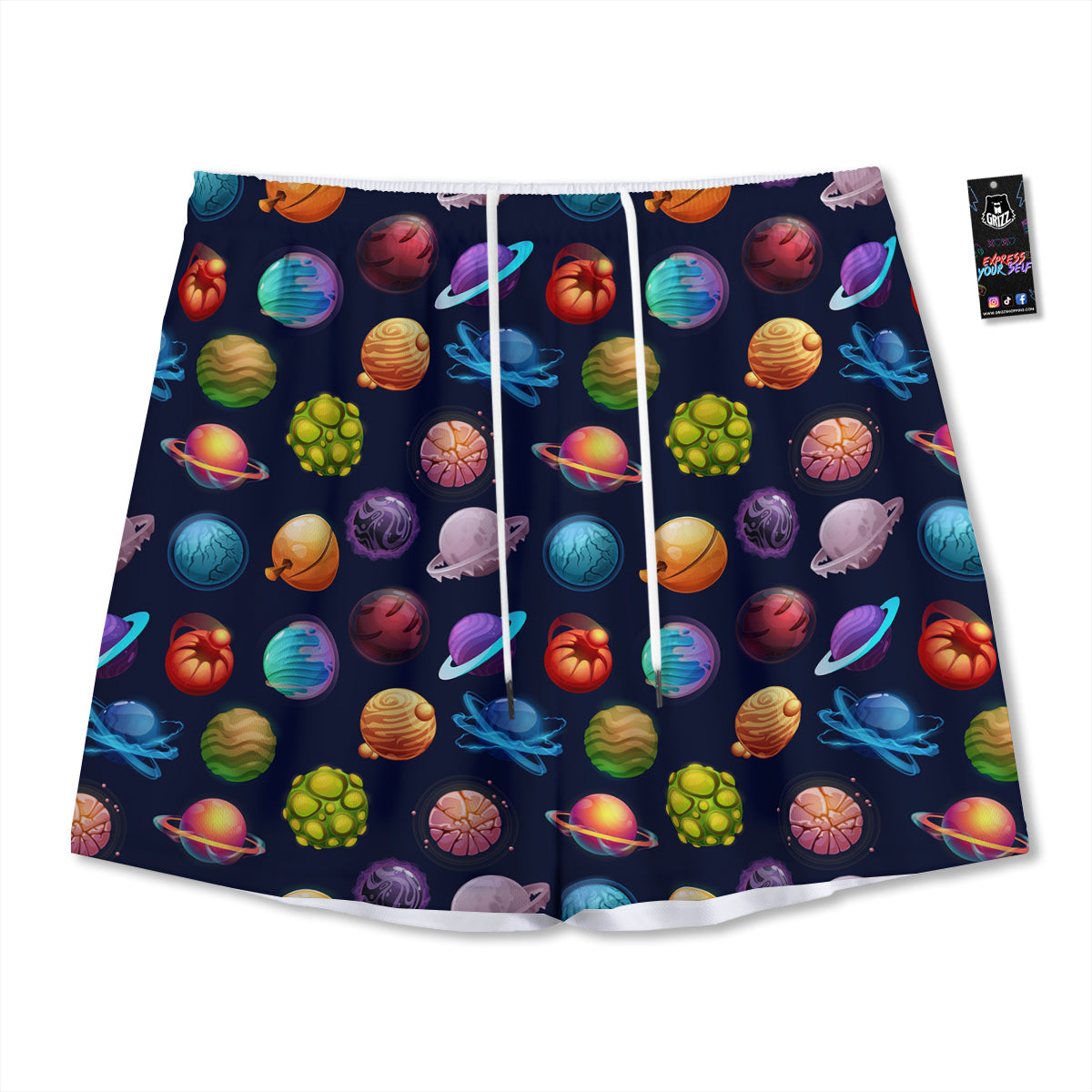 Golden Cat Tartan Print Pattern Mesh Shorts