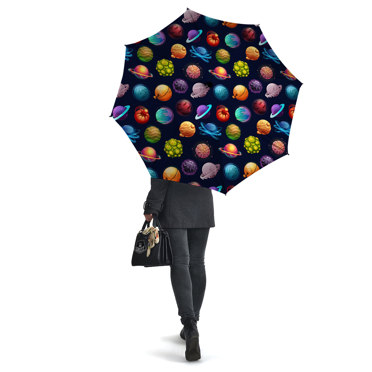 Futuristic Planets And Stars Colorful Print Pattern Umbrella-grizzshop