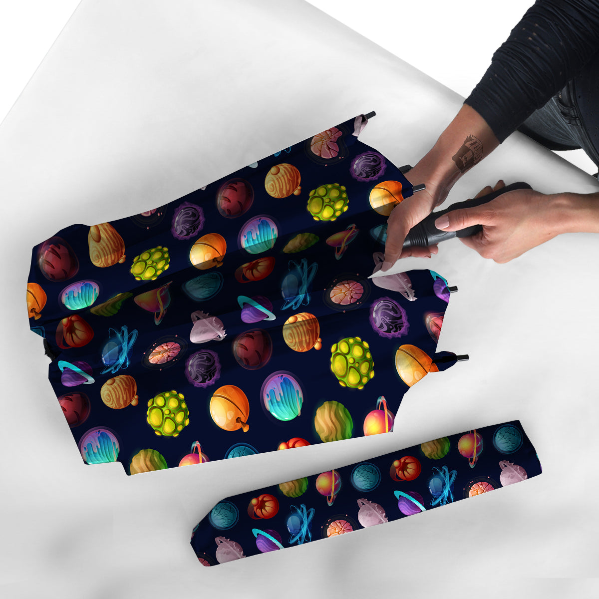 Futuristic Planets And Stars Colorful Print Pattern Umbrella-grizzshop