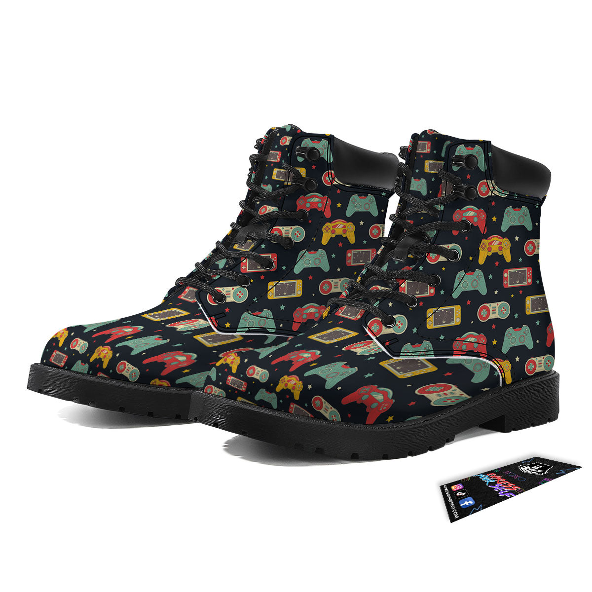 Gadgets Video Game Print Pattern Boots-grizzshop