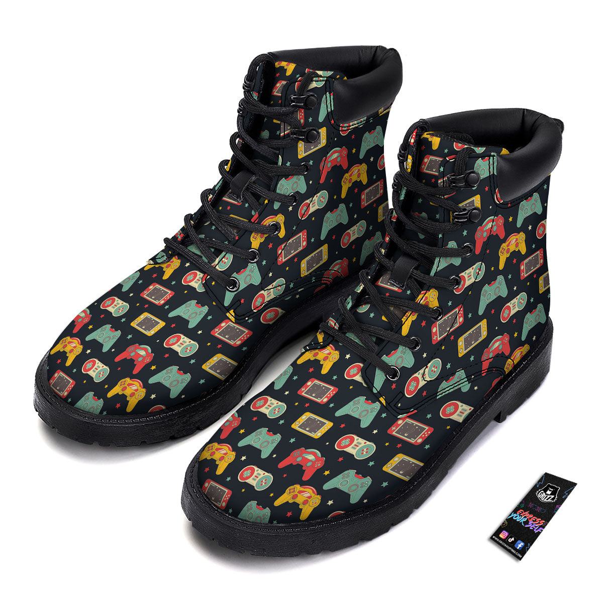Gadgets Video Game Print Pattern Boots-grizzshop