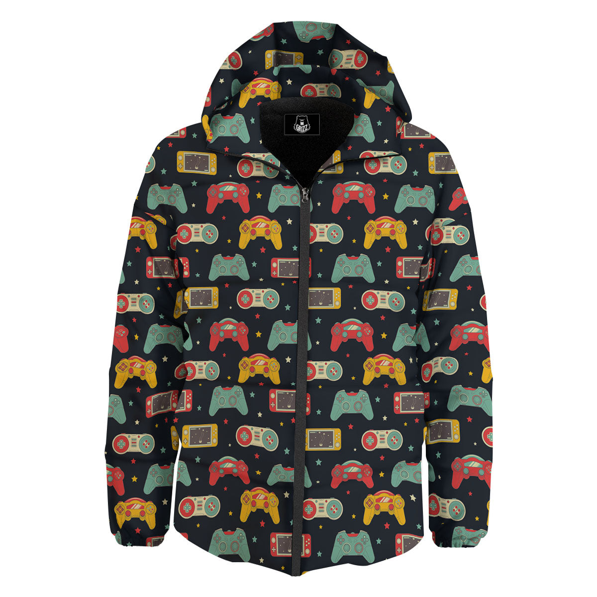 Gadgets Video Game Print Pattern Down Jacket-grizzshop