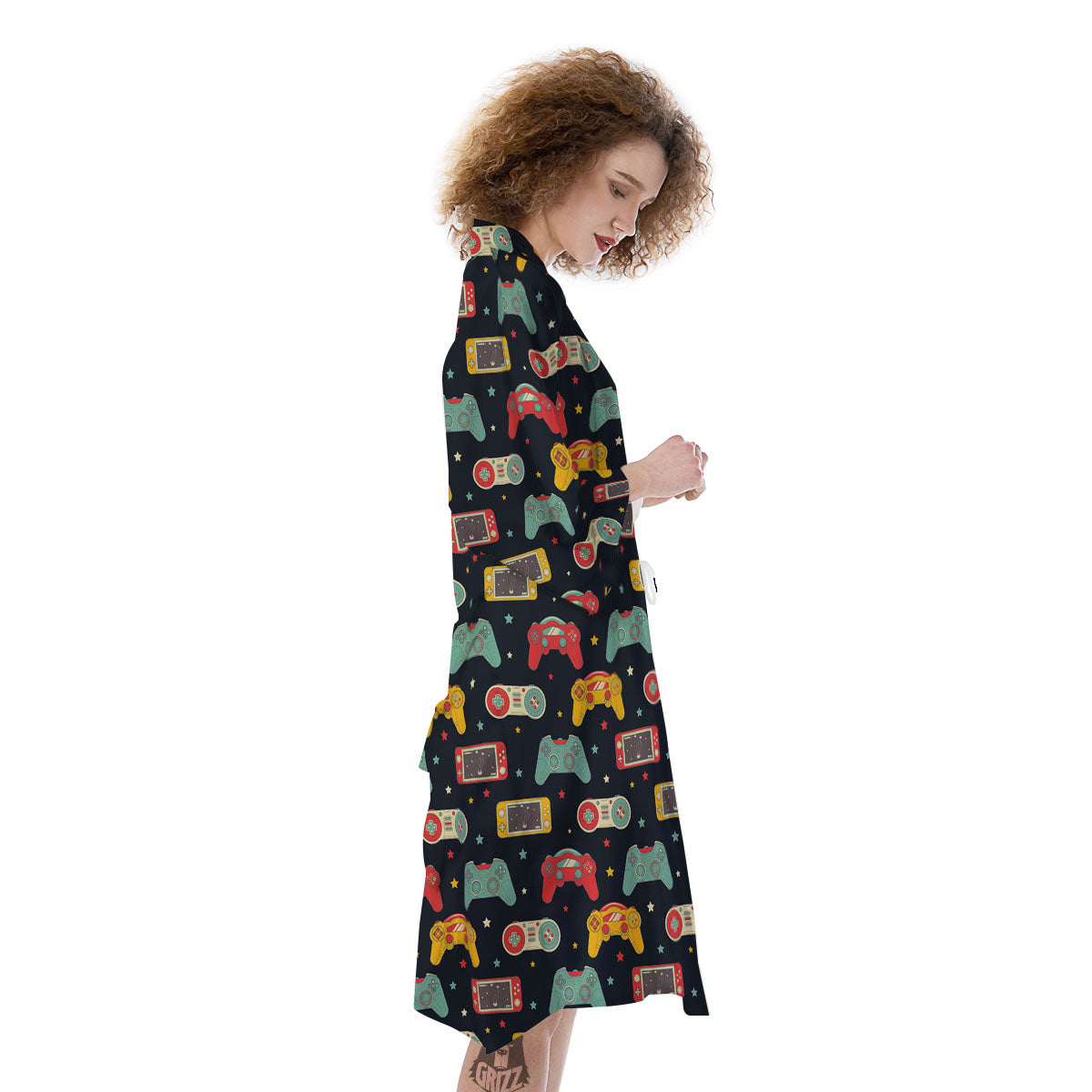 Gadgets Video Game Print Pattern Kimono-grizzshop
