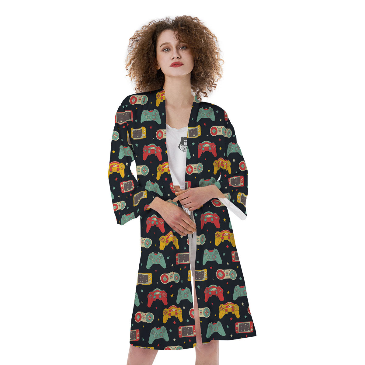 Gadgets Video Game Print Pattern Kimono-grizzshop