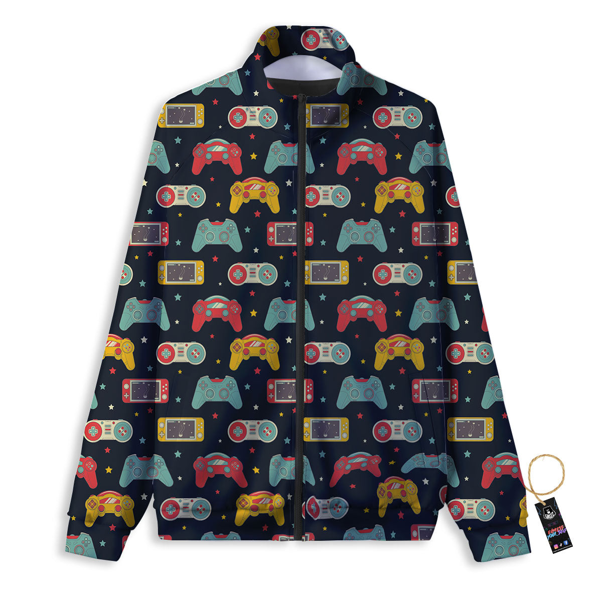 Gadgets Video Game Print Pattern Track Jacket-grizzshop