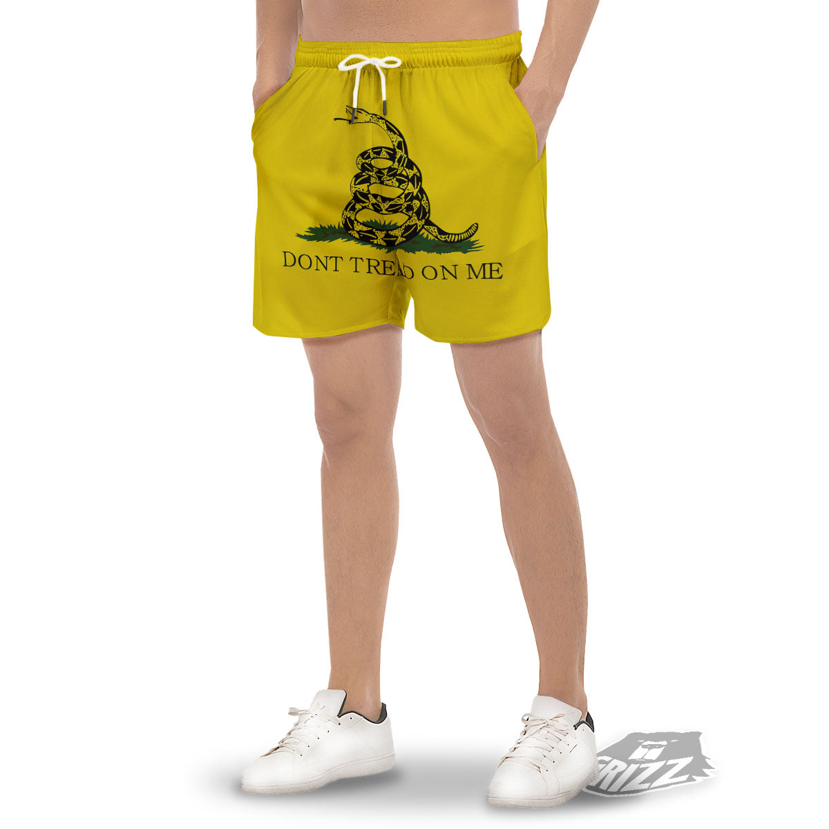 Gadsden Flag Don't Tread On Me Print Men's Gym Shorts-grizzshop