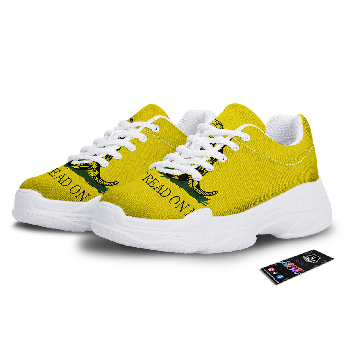 Gadsden Flag Don't Tread On Me Print White Chunky Shoes-grizzshop