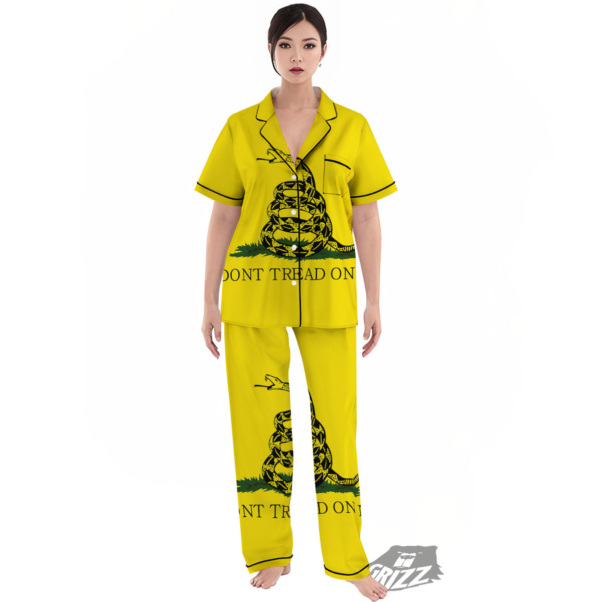 Gadsden Flag Don't Tread On Me Print Women's Pajamas Set-grizzshop