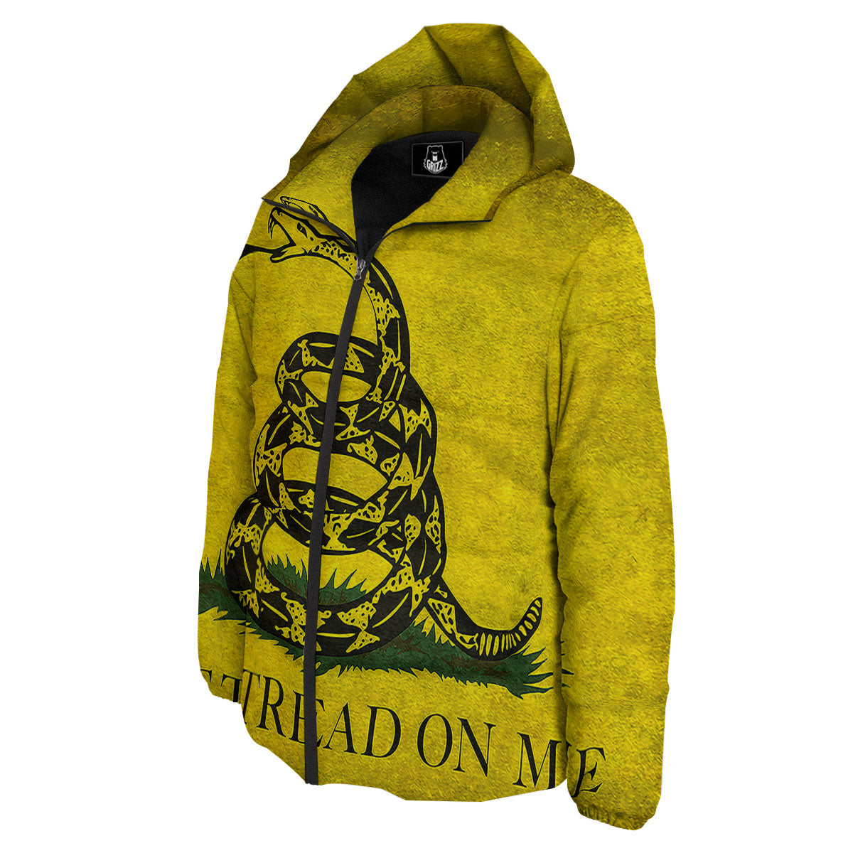 Gadsden Flag Grunge Print Down Jacket-grizzshop