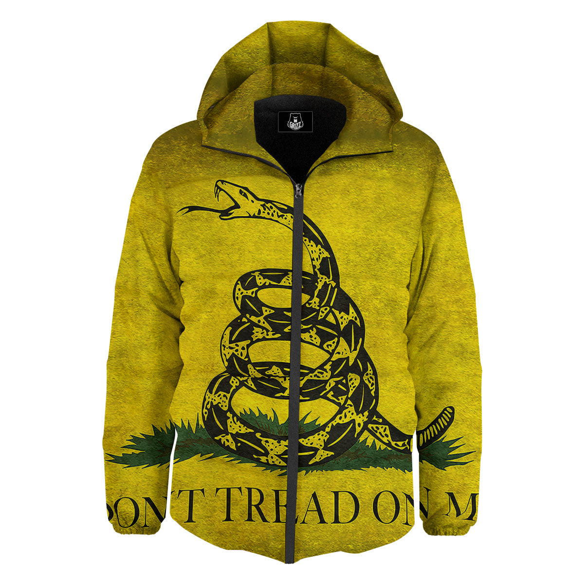 Gadsden Flag Grunge Print Down Jacket-grizzshop