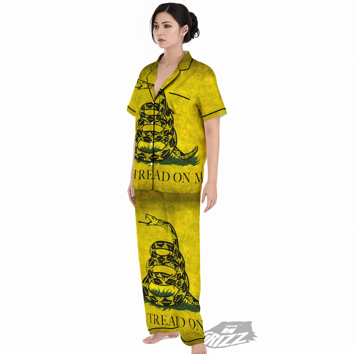 Gadsden Flag Grunge Print Women's Pajamas Set-grizzshop