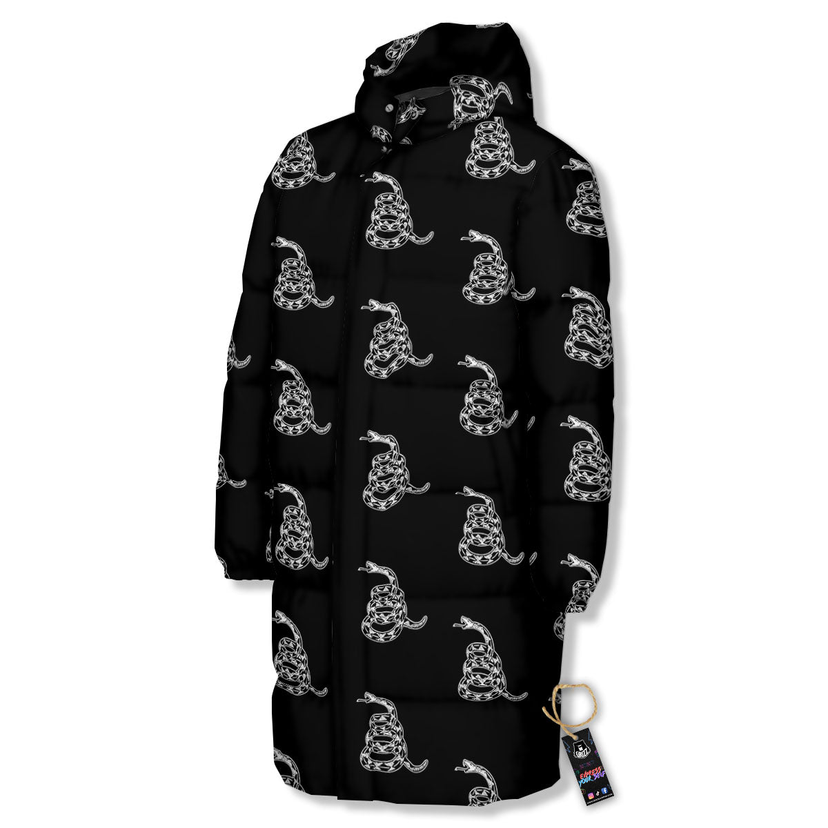 Gadsden Flag Symbol Print Pattern Long Down Jacket-grizzshop