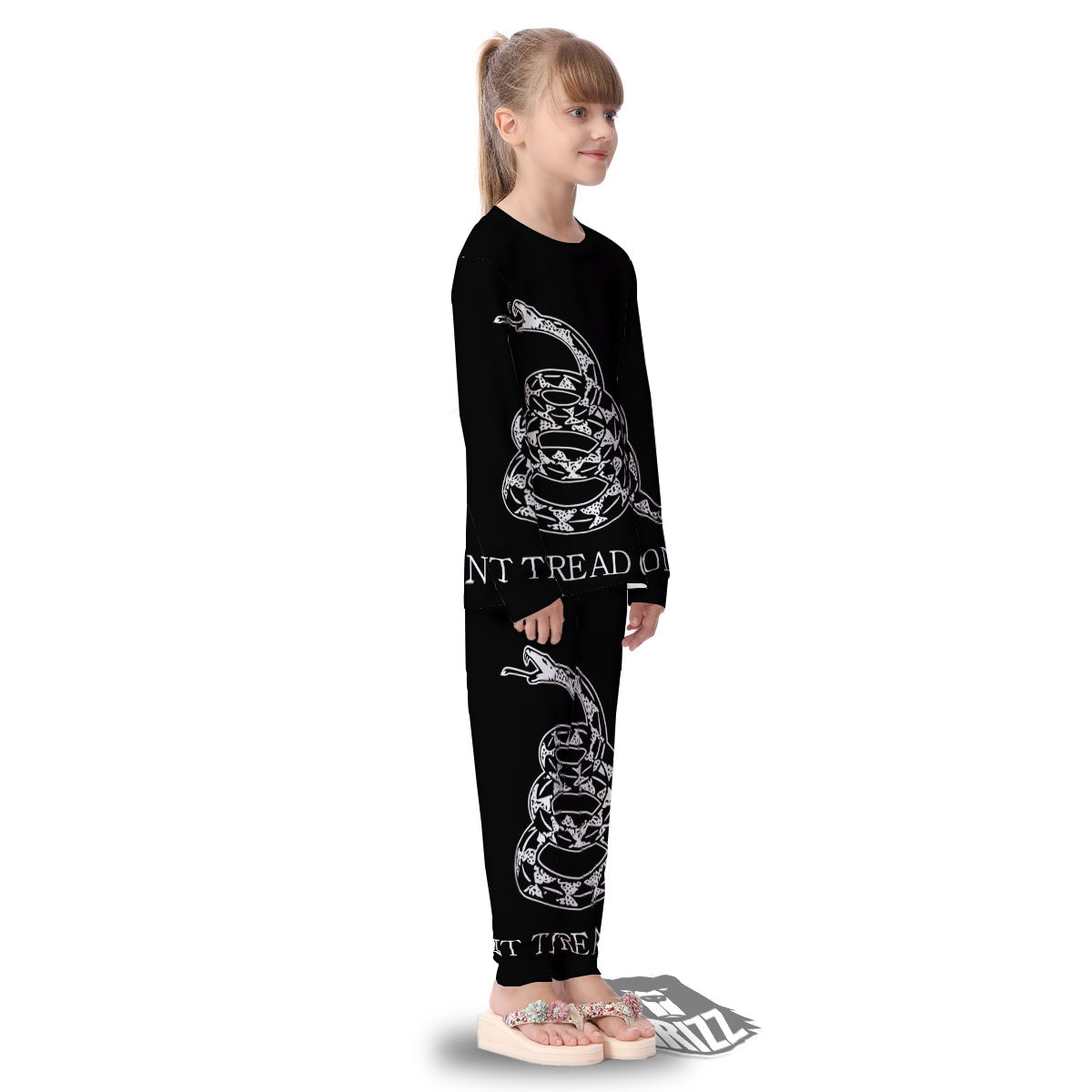 Gadsden Flag White And Black Print Kid's Pajamas-grizzshop