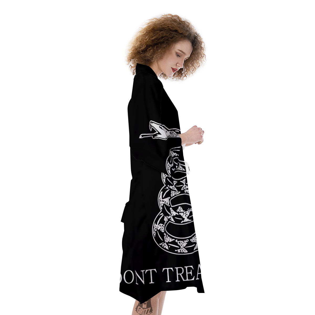 Gadsden Flag White And Black Print Kimono-grizzshop