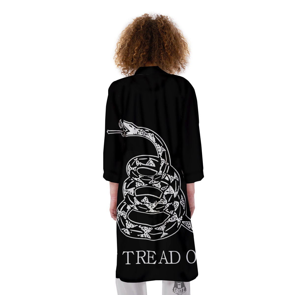Gadsden Flag White And Black Print Kimono-grizzshop