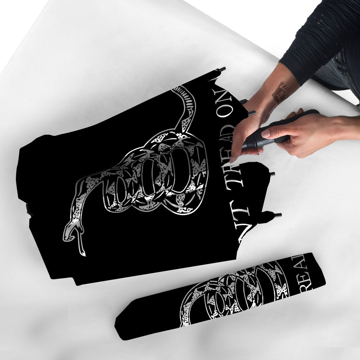 Gadsden Flag White And Black Print Umbrella-grizzshop