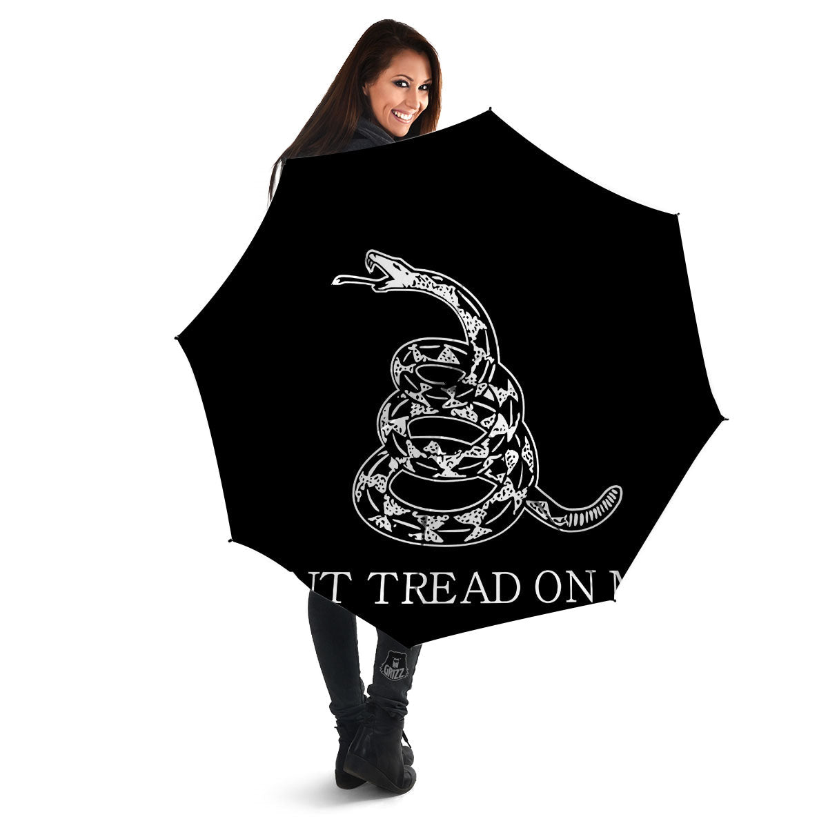 Gadsden Flag White And Black Print Umbrella-grizzshop