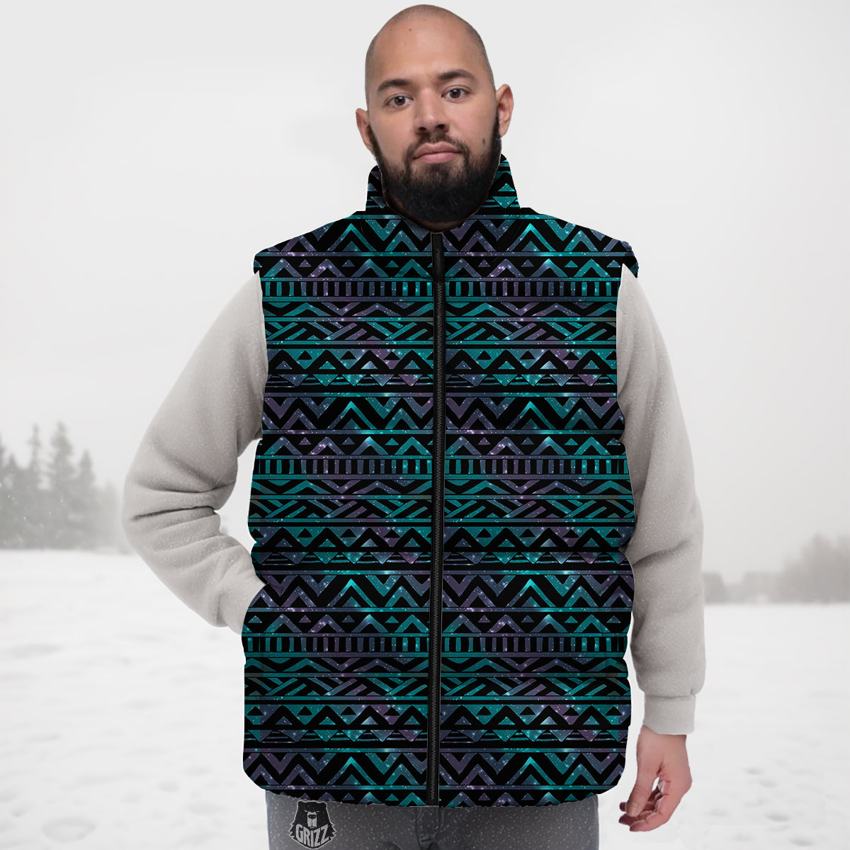Galaxy Aztec Tribal Print Pattern Down Vest