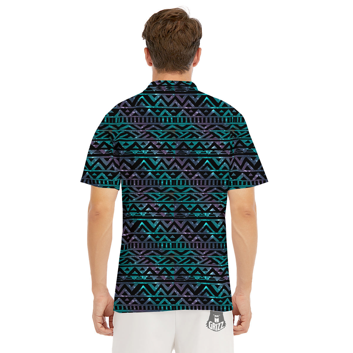 Galaxy Aztec Tribal Print Pattern Men's Golf Shirts-grizzshop