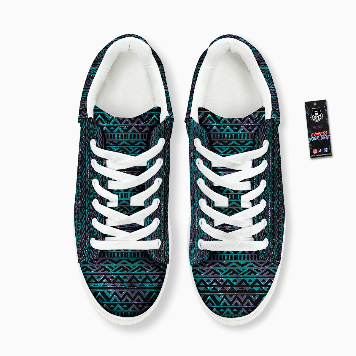 Galaxy Aztec Tribal Print Pattern Platform Shoes-grizzshop