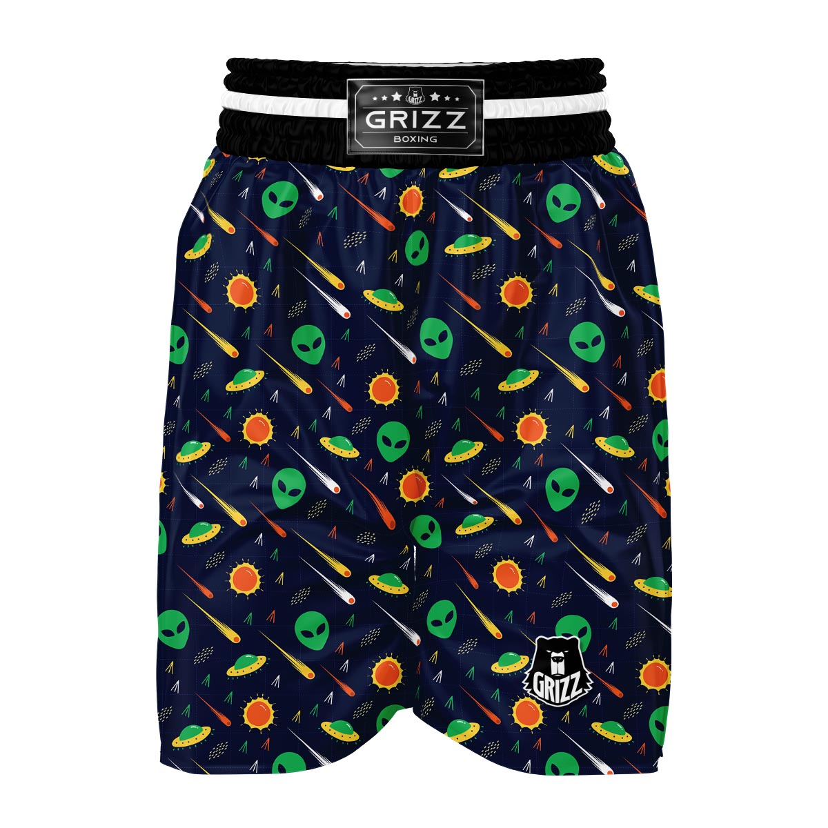 Galaxy Comet Alien Ufo Pattern Print Boxing Shorts-grizzshop