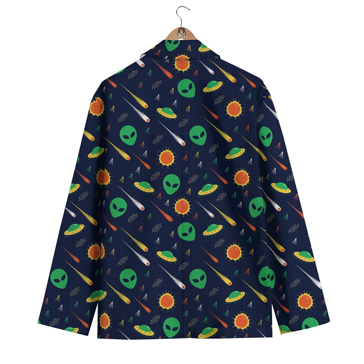 Galaxy Comet Alien Ufo Pattern Print Men's Blazer-grizzshop