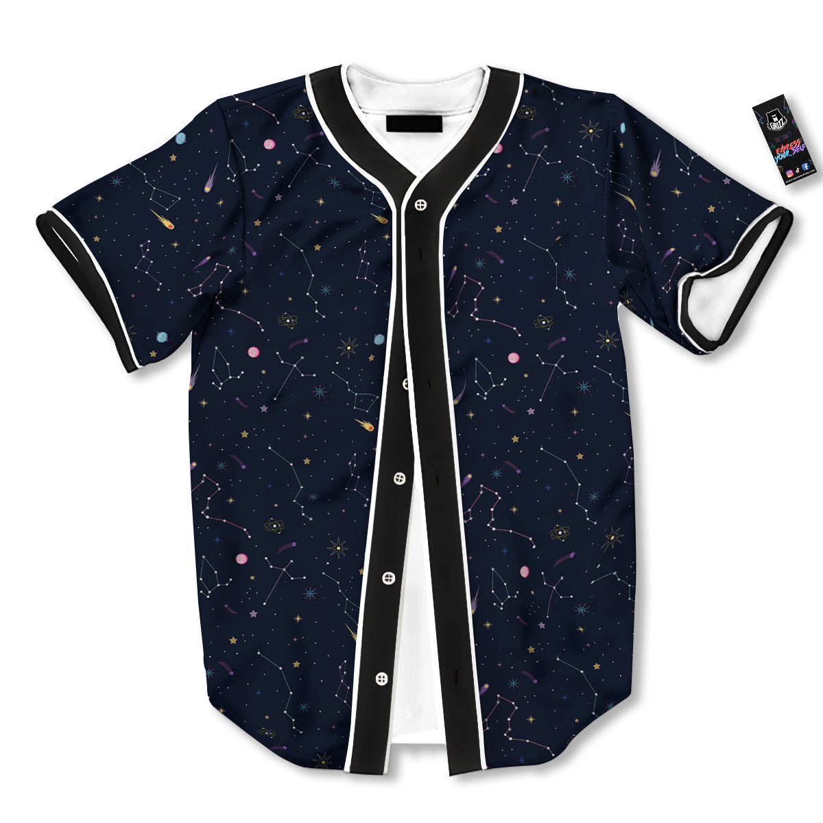 Galaxy Constellation Print Pattern Baseball Jersey-grizzshop