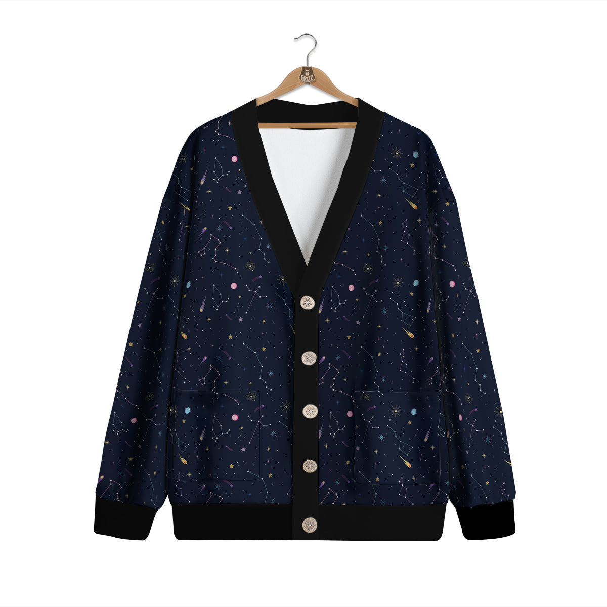 Galaxy Constellation Print Pattern Cardigan-grizzshop