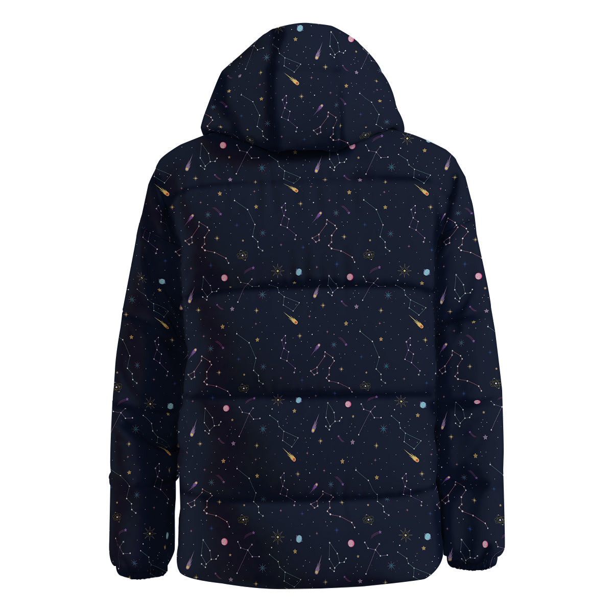 Galaxy Constellation Print Pattern Down Jacket-grizzshop
