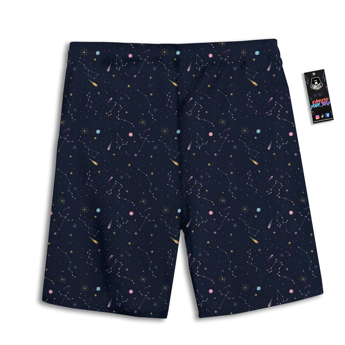Galaxy Constellation Print Pattern Men's Athletic Shorts