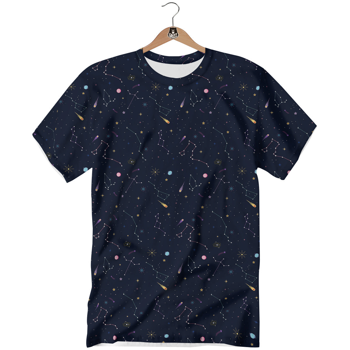 Galaxy Constellation Print Pattern T-Shirt-grizzshop