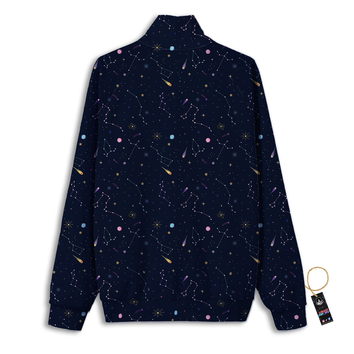 Galaxy Constellation Print Pattern Track Jacket-grizzshop