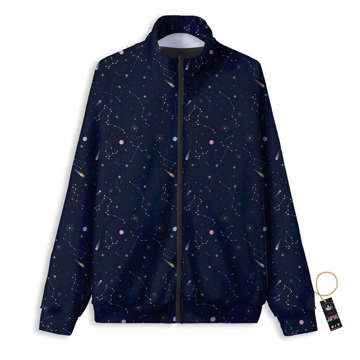 Galaxy Constellation Print Pattern Track Jacket-grizzshop