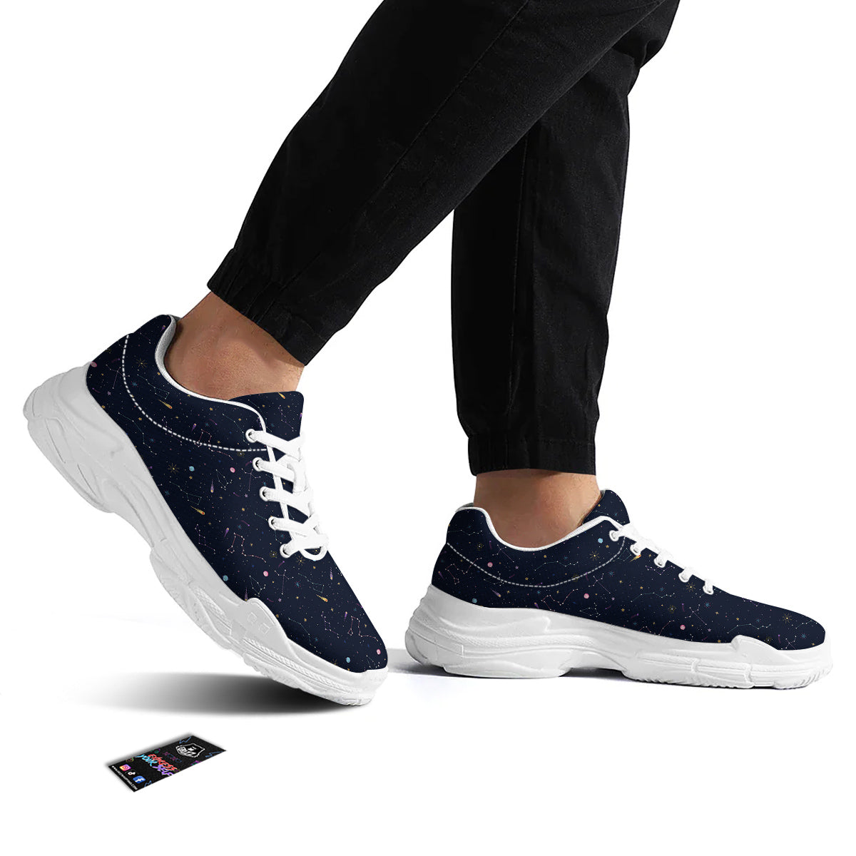 Galaxy Constellation Print Pattern White Chunky Shoes-grizzshop
