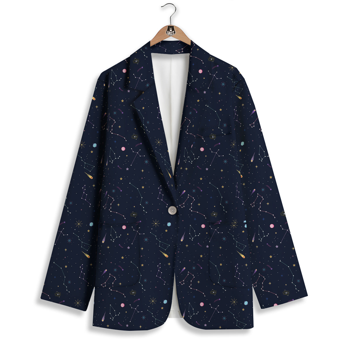 Galaxy Constellation Print Pattern Women's Blazer-grizzshop