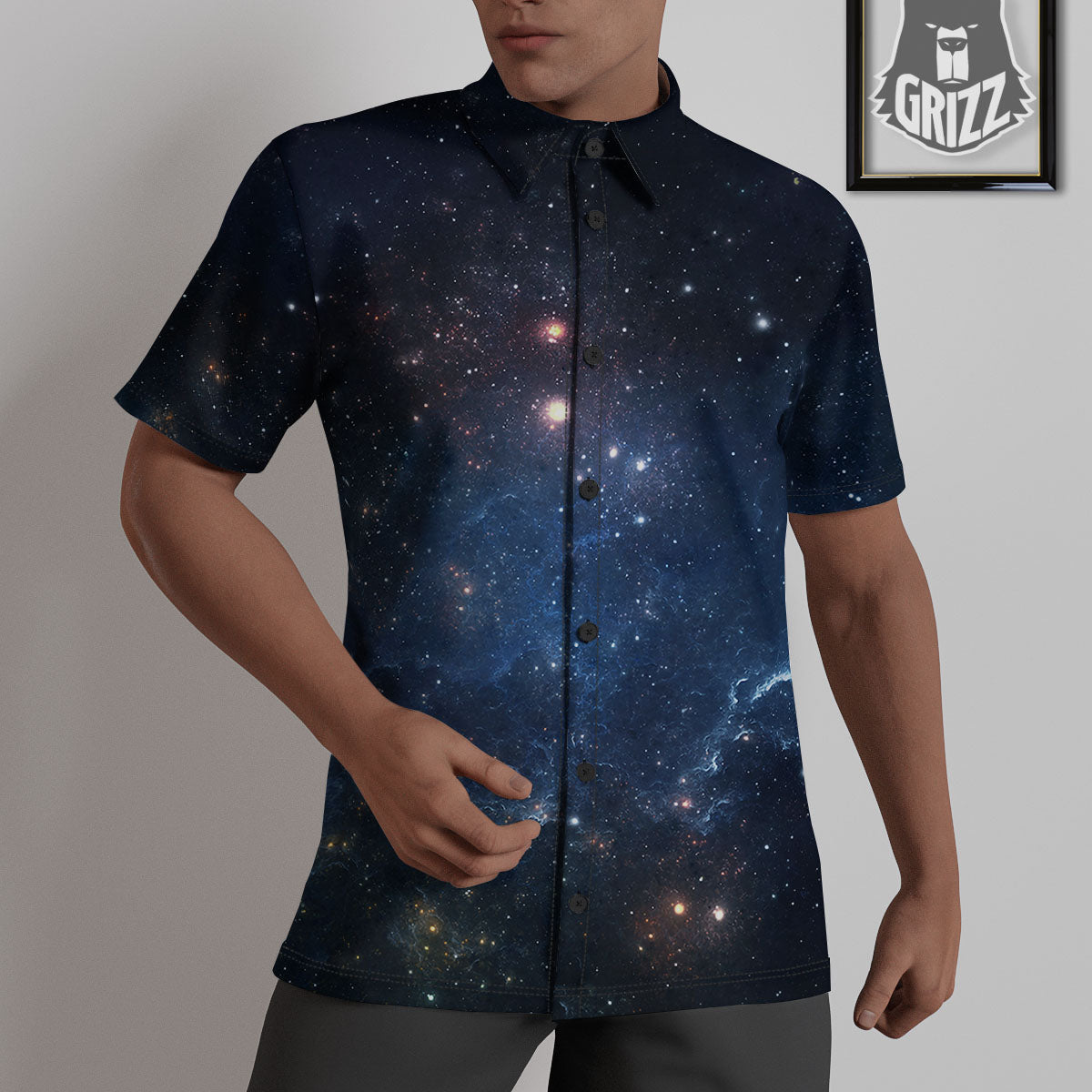 Galaxy Deep Space Dark Universe Print Untucked Shirts-grizzshop